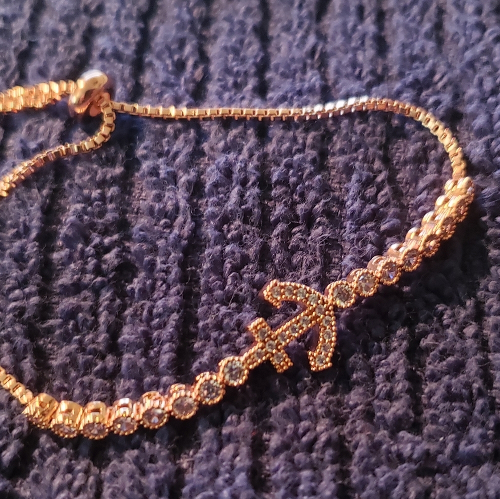 Anchor / Cubic Zirconia Rose Gold Cinch Bracelet